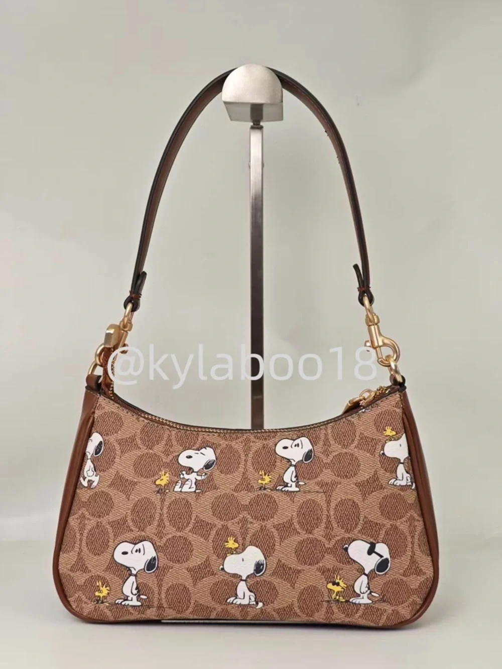 Coach Brown Signature Peanuts Snoopy Shoulder Bag